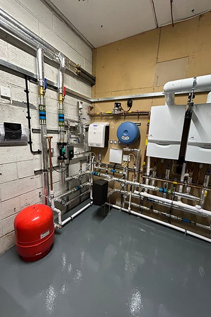 Commercial boiler room installation