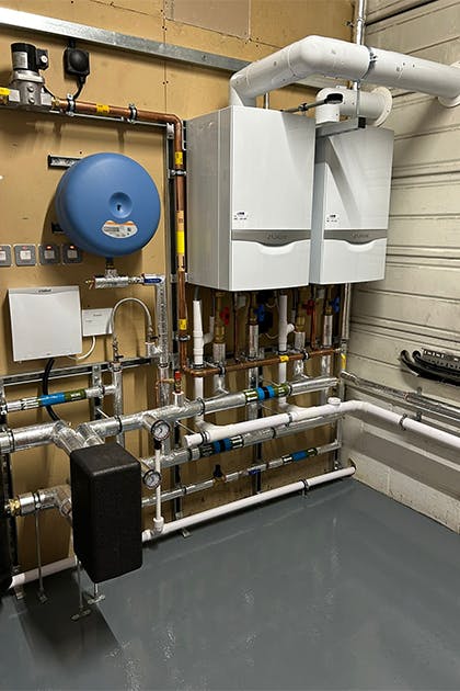 Commercial boiler room installation